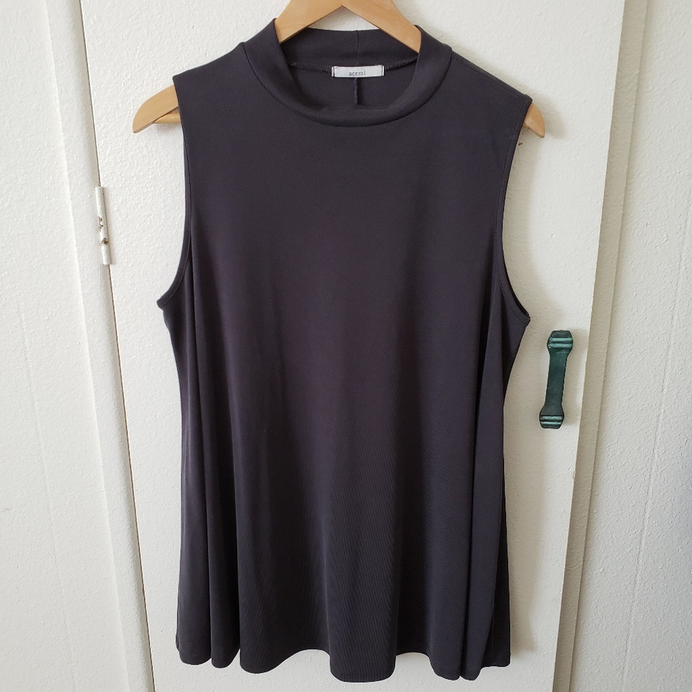 Macy's charcoal gray high neck top. Size L